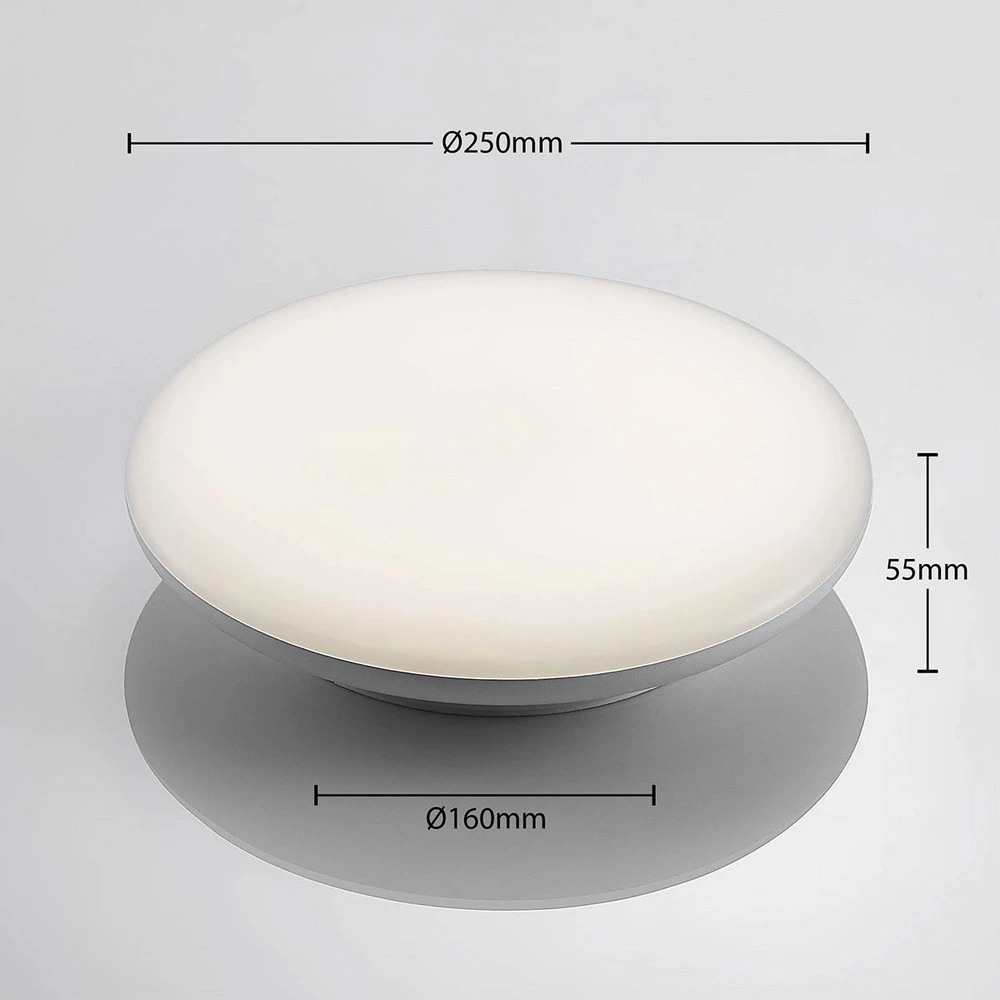 Plafonnier LED Azra, blanc, rond, IP54, Ø 25 cm en acrylique dépoli