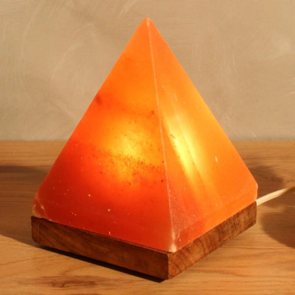 Guirlande lumineuse Lampe de sel pyramide avec socle, ambre