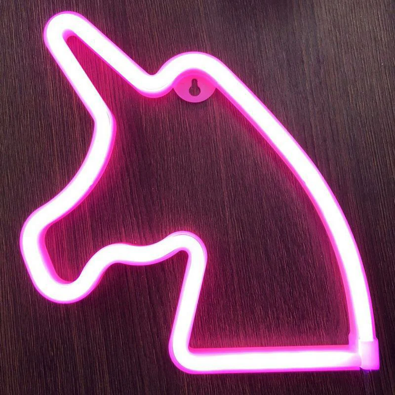 Dekoratives Einhorn-LED-Neon-Nachtlicht, batteriebetriebene Wandleuchte aus Kunststoff für Schlafzimmer Weiß pour décorati...