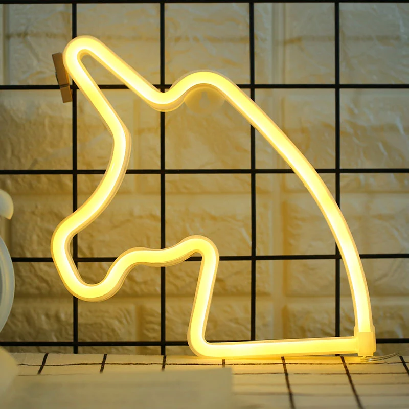 Dekoratives Einhorn-LED-Neon-Nachtlicht, batteriebetriebene Wandleuchte aus Kunststoff für Schlafzimmer Weiß pour décorati...