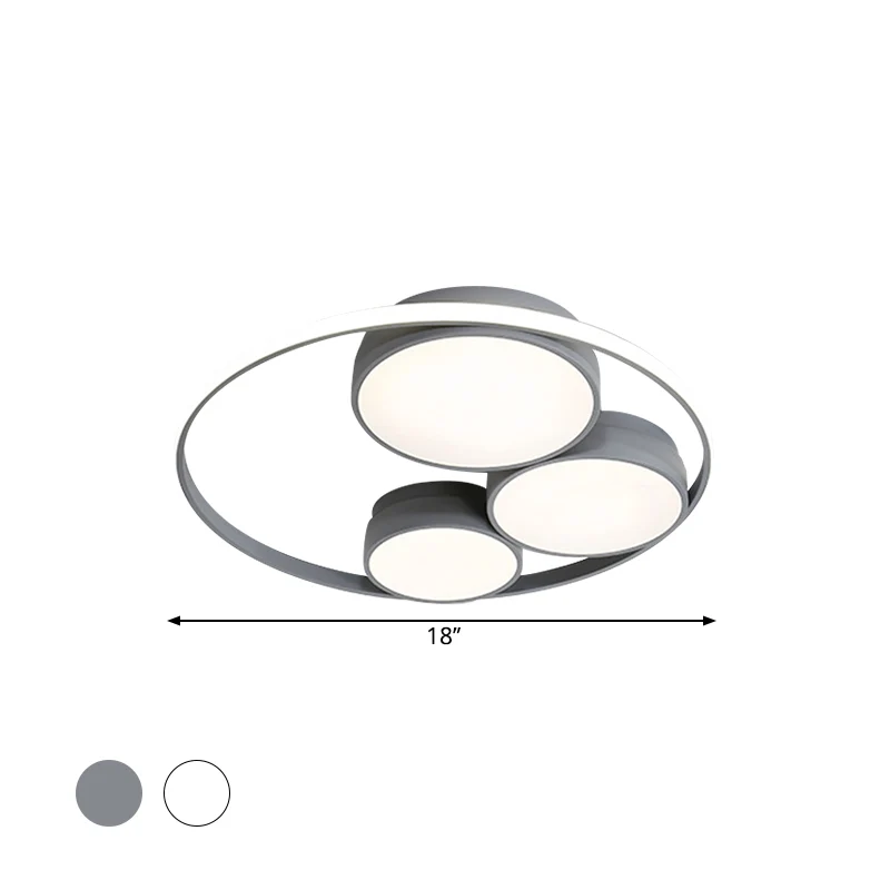 Grau/weiße runde Einbaulampe, nordische LED-Acryl-Deckenleuchte für Schlafzimmer, 18"/21,5"/31" Breite pour chambre d'enfant