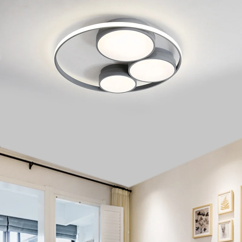 Grau/weiße runde Einbaulampe, nordische LED-Acryl-Deckenleuchte für Schlafzimmer, 18"/21,5"/31" Breite pour chambre d'enfant