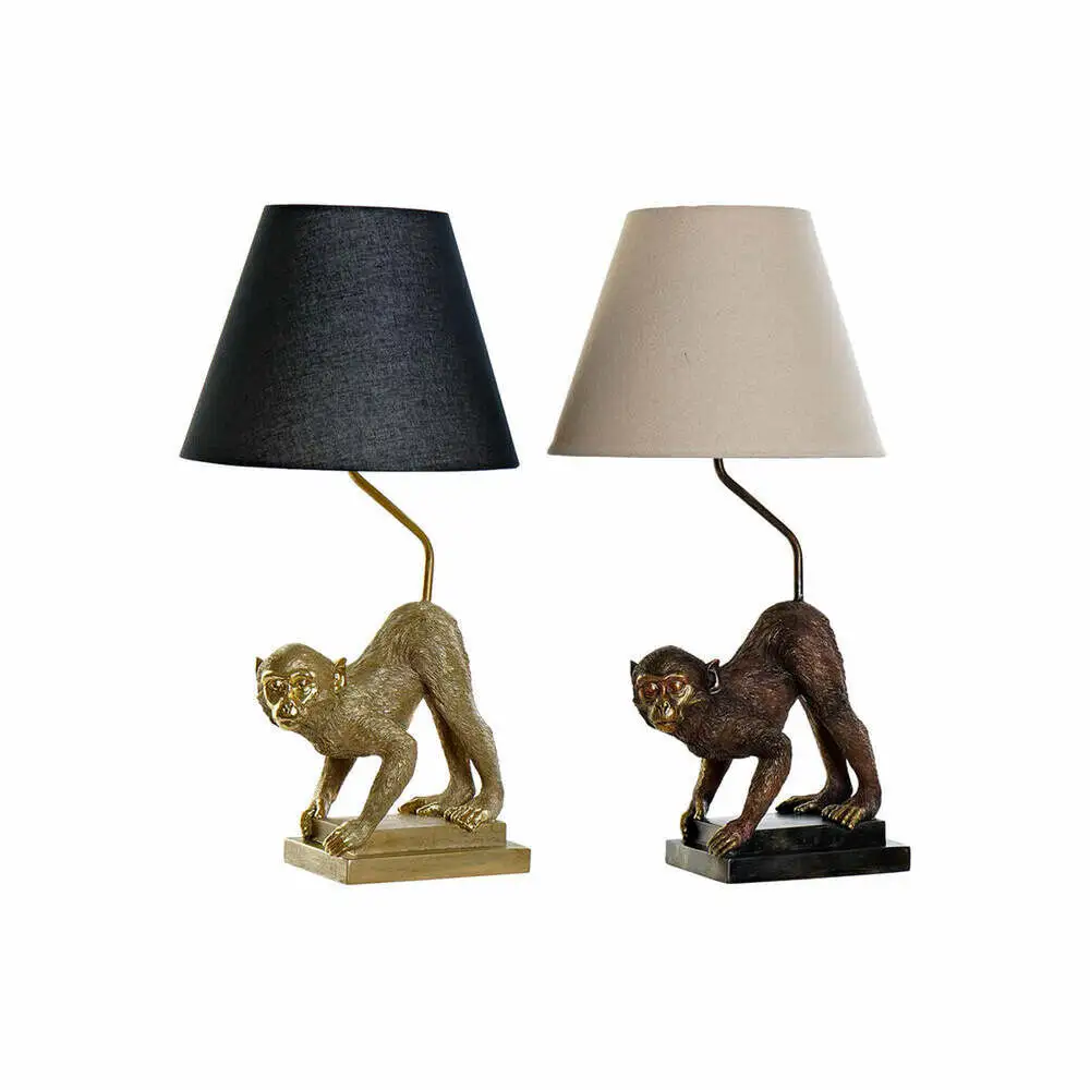 Lampe de bureau DKD Home Decor Noir Naturel Doré Métal Résine Singe (32.