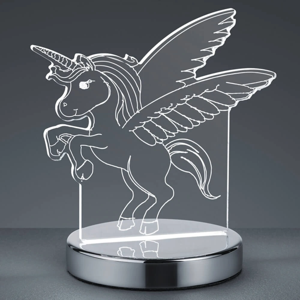 Lampe à poser Karo 3D hologramme à motif licorne Éclairage chaud 2700K