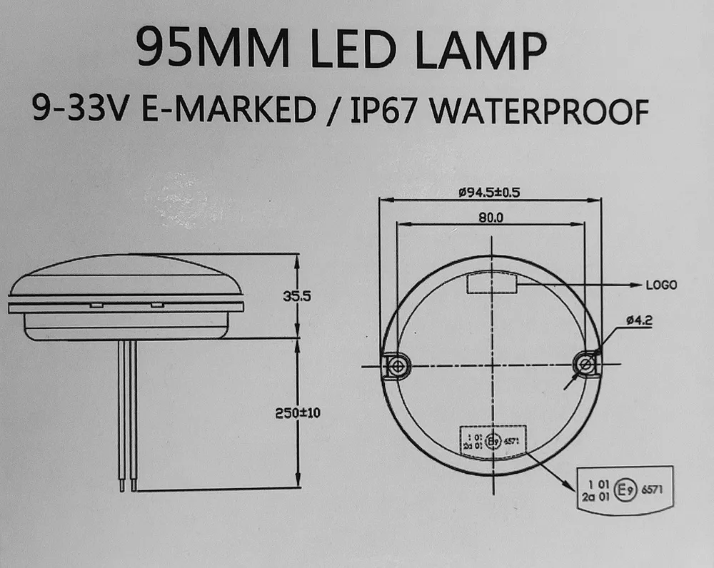 FOG LAMP, LED, RED, 95MM, 12/24V, E-MARKED, ÉTANCHE À L'EAU