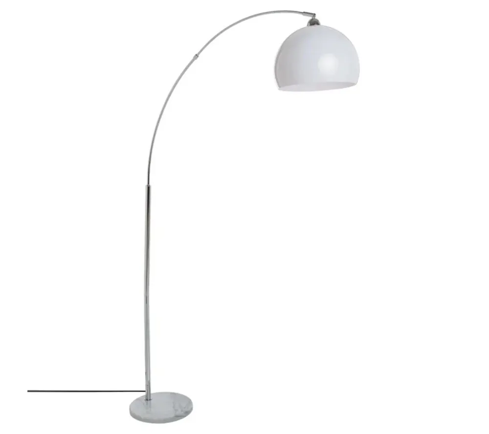 LAMPADAIRE ARC GEDA MÉTALLIQUE ET MARBRE 1.85M