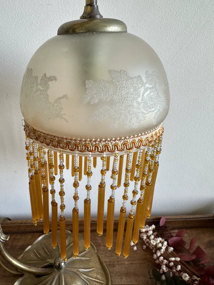 Lampe de chevet style Art Neuf Charleston pied nénuphar
