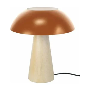 Lampe à dynamo Lampe poser conique bois naturel,cuivre 35 cm.