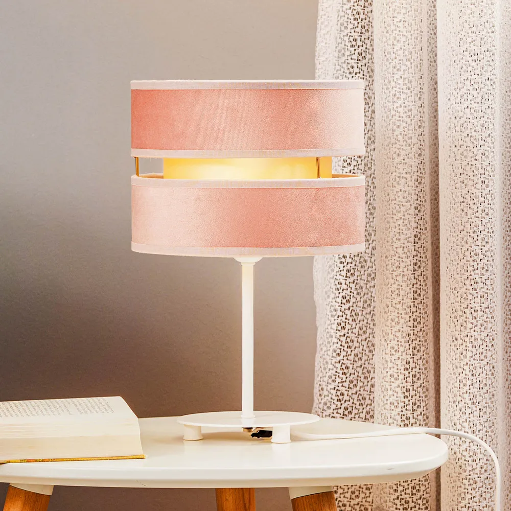 Lampe à poser Golden Duo h 30 cm rose évident/doré pour travaux en hauteur