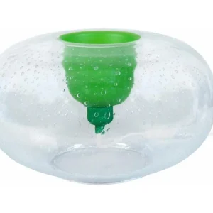 Lampe poser verre diaphane, vert 19 cm. avec fonction SOS