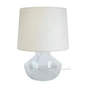 Lampe de salon vase verre diaphane 52 cm.