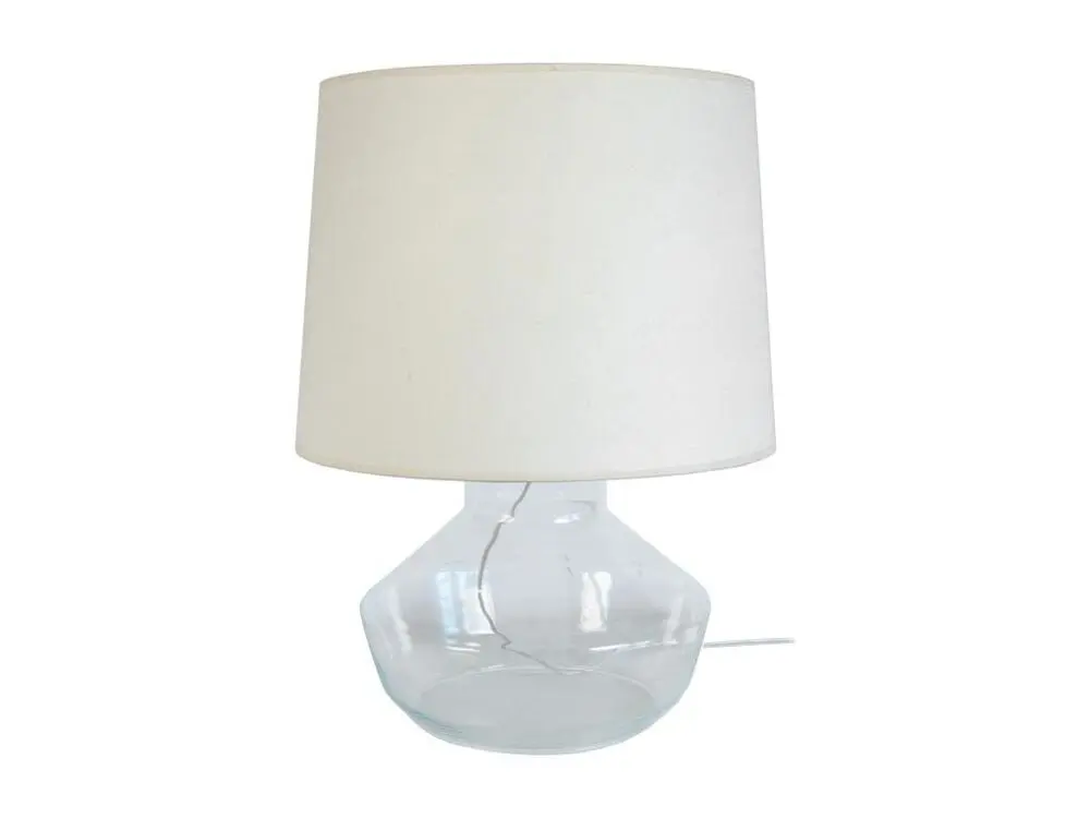Lampe de salon vase verre diaphane 52 cm.