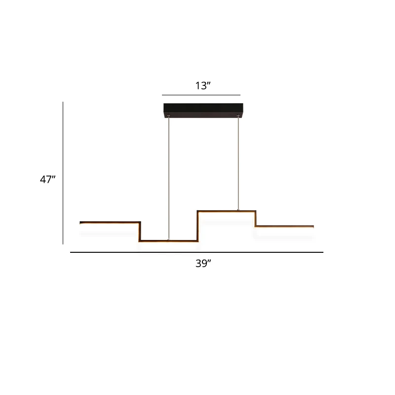 Lampe de secours Line Art Metall-Hängelampe Simplicity, schwarze LED-Inselbeleuchtung für das Esszimmer