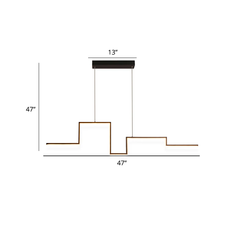 Lampe de secours Line Art Metall-Hängelampe Simplicity, schwarze LED-Inselbeleuchtung für das Esszimmer