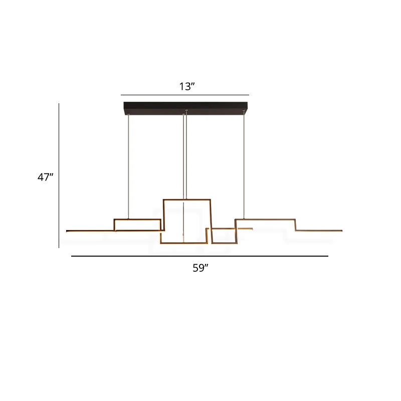 Lampe de secours Line Art Metall-Hängelampe Simplicity, schwarze LED-Inselbeleuchtung für das Esszimmer
