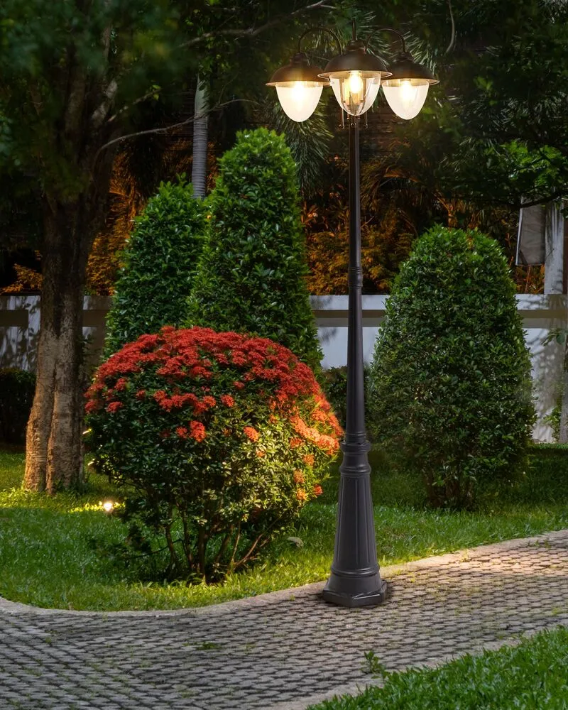 3 Light Outdoor Lamp Post Noir jais BANKA