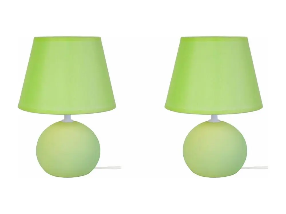 Pair de Lampes de chevet globe bois vert 30 cm. | Batterie Rechargeable