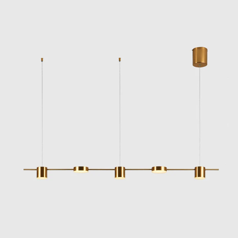 Postmoderne, linear geformte LED-Pendelleuchte, metallische Esszimmer-Hängeinselleuchte en aluminium anodisé