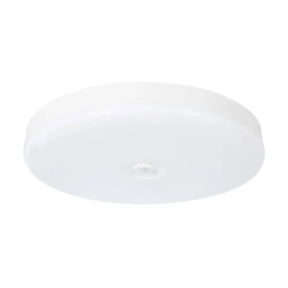 Étanche IPX8 Lustre rond à LED 18W Ø290 mm sans scintillement, avec détecteur PIR crépusculaire