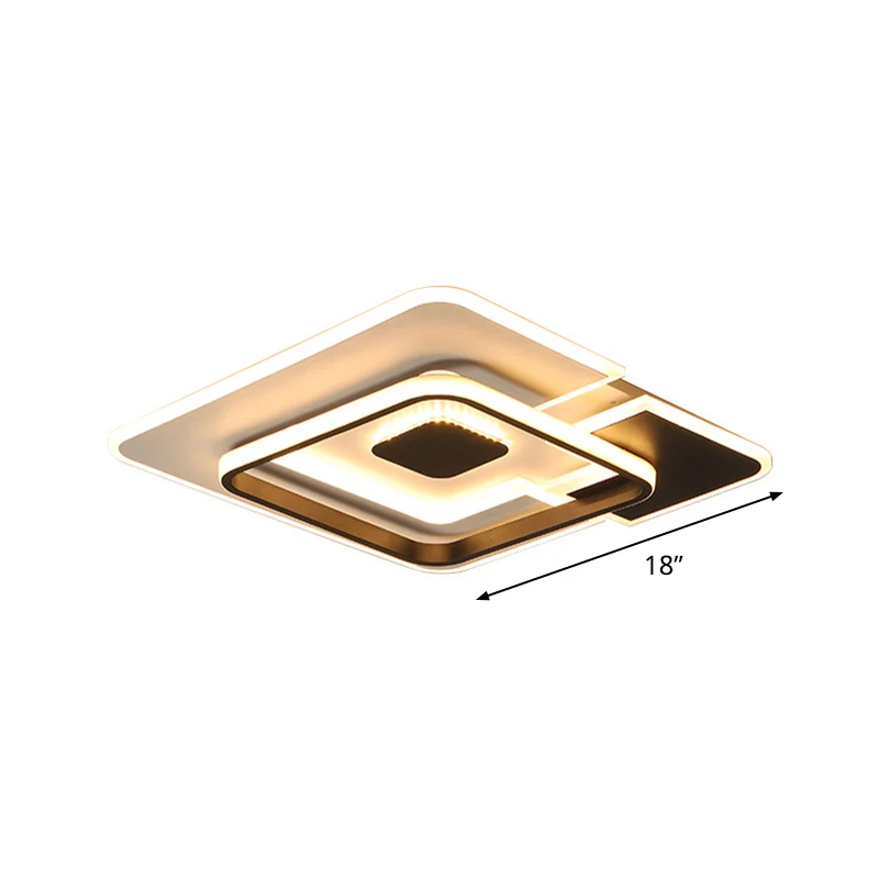 Torche étanche Patchwork 2-Quadrat-Deckenlampe, modernes, kreatives Acryl, Schwarz und Weiß, 18"/21,5" breite LED-Einbaule...