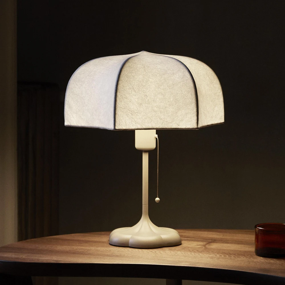 ferm LIVING Lampe à poser Poem, crème, acier, intissé, 42 cm