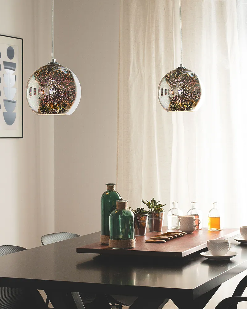En verre Pendant Lamp Silver SESSERA