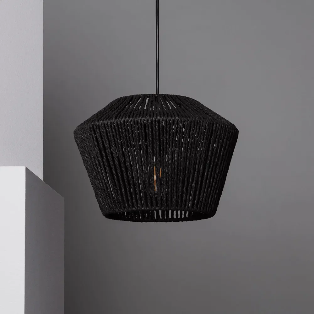 Lampe à sel Lustre en papier tressé Lebil avec éclairage LED intégré