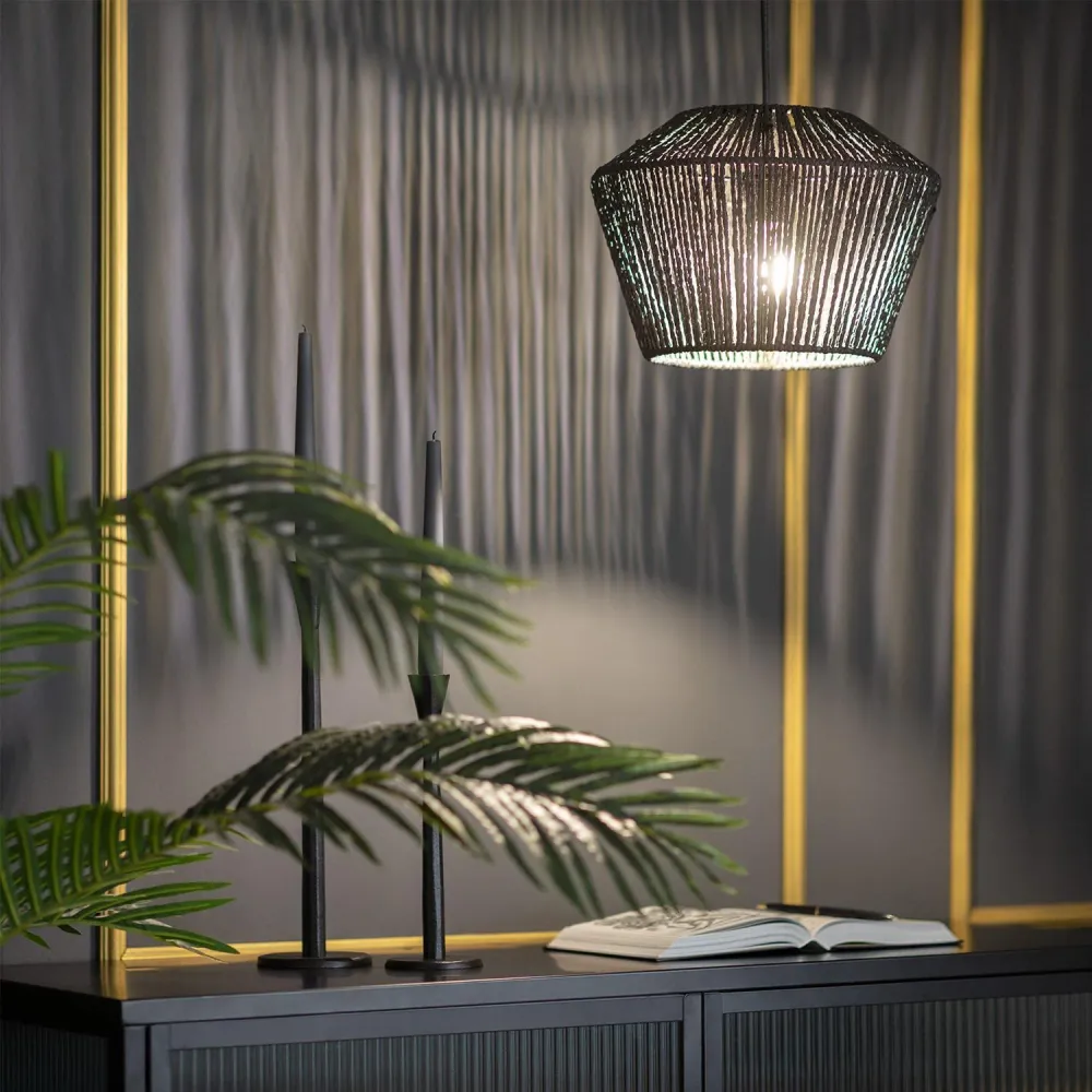Lampe à sel Lustre en papier tressé Lebil avec éclairage LED intégré
