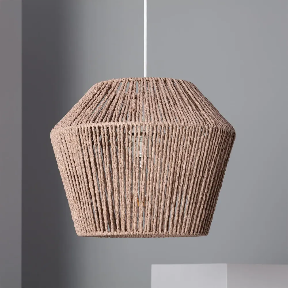 Luminaire suspendu en papier tressé avec éclairage LED intégré Sauki Style industriel