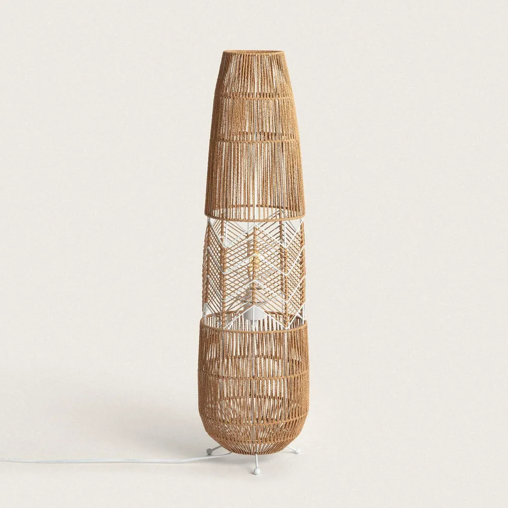 Projecteur à motifs Lampadaire Satie en papier tressé avec éclairage LED