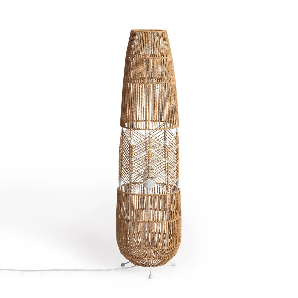 Projecteur à motifs Lampadaire Satie en papier tressé avec éclairage LED