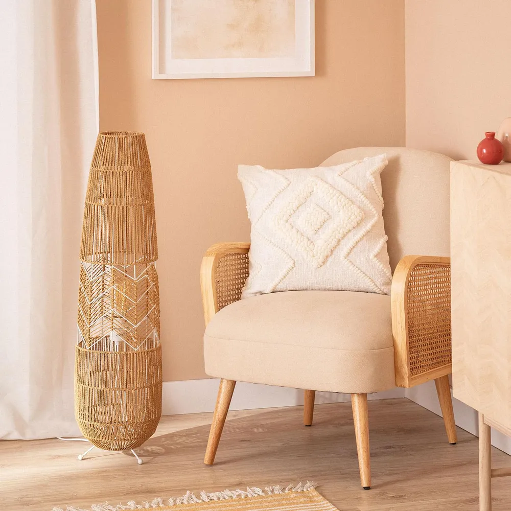 Projecteur à motifs Lampadaire Satie en papier tressé avec éclairage LED