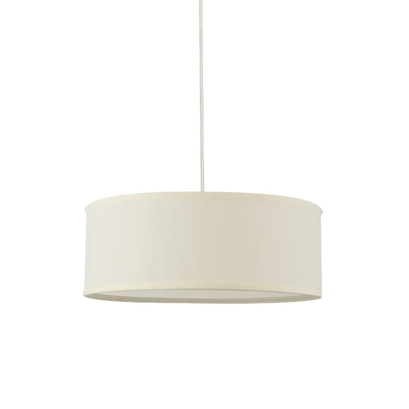 12"/16"/19.5" Dia Cylindre Suspension Suspension Contemporaine Tissu Blanc LED Lampe Suspendue