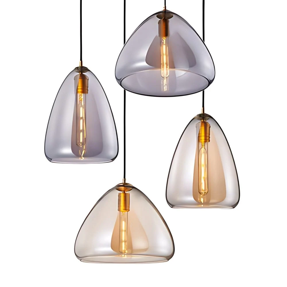 8,5"/10" breite kegelförmige Wohnzimmer-Hängelampe, Bernstein/Rauchglas, 1 Licht, postmoderne hängende Deckenleuchte