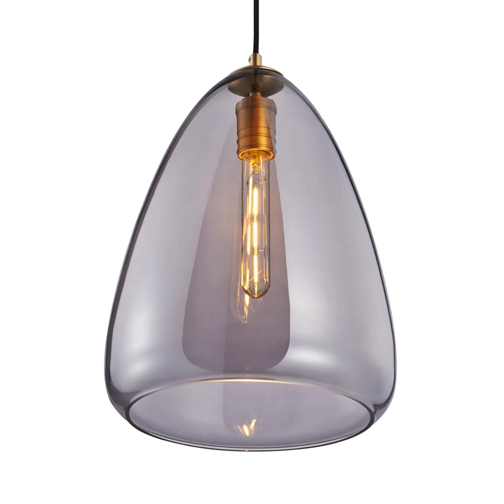 8,5"/10" breite kegelförmige Wohnzimmer-Hängelampe, Bernstein/Rauchglas, 1 Licht, postmoderne hängende Deckenleuchte