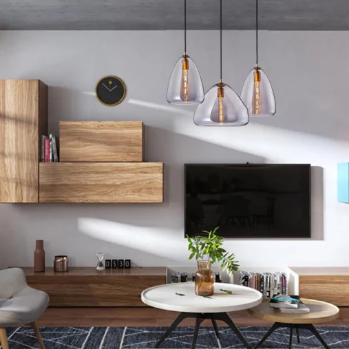 8,5"/10" breite kegelförmige Wohnzimmer-Hängelampe, Bernstein/Rauchglas, 1 Licht, postmoderne hängende Deckenleuchte