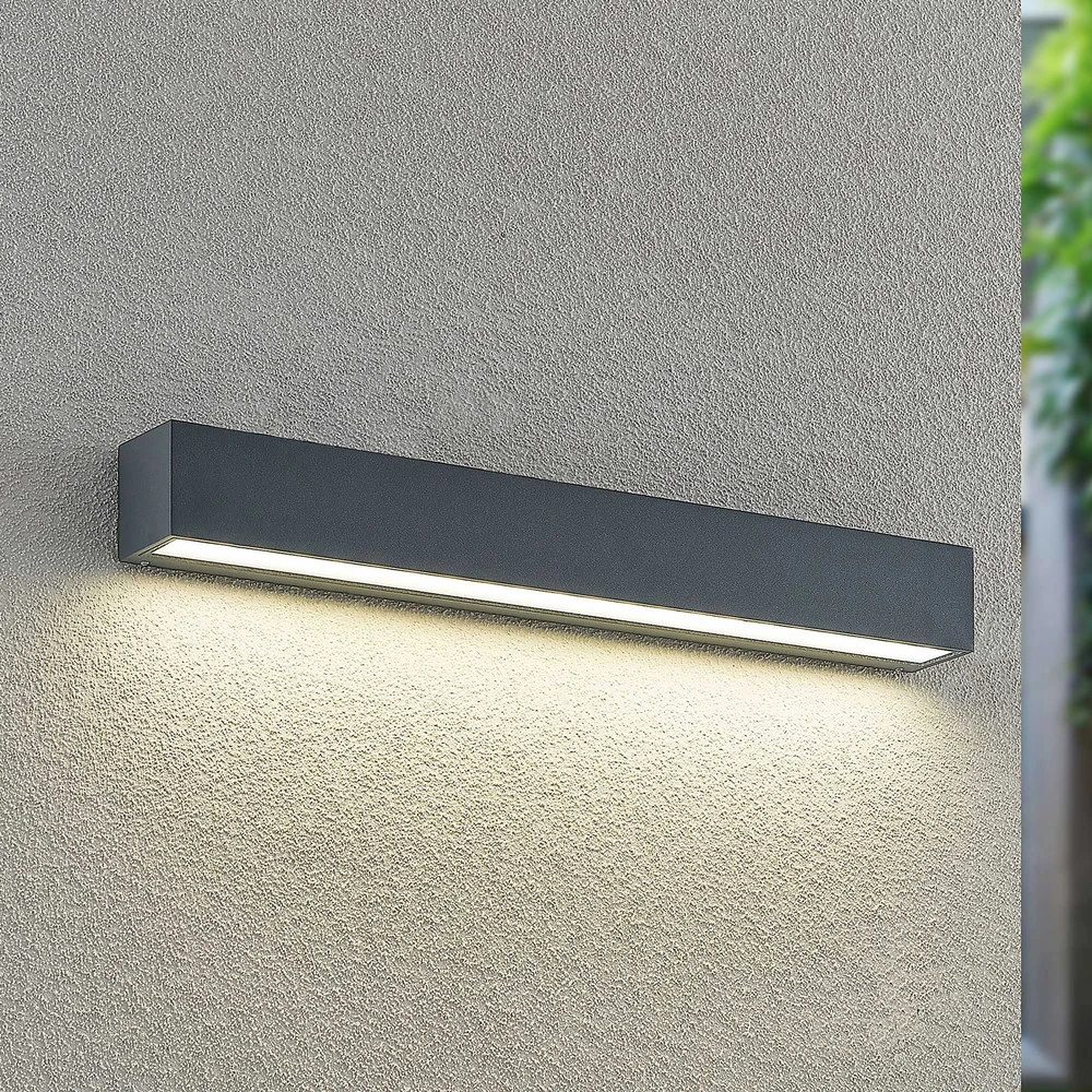 Applique d'extérieur LED Arcchio Lengo, CCT, 50 cm, à 1 lampe, graphite
