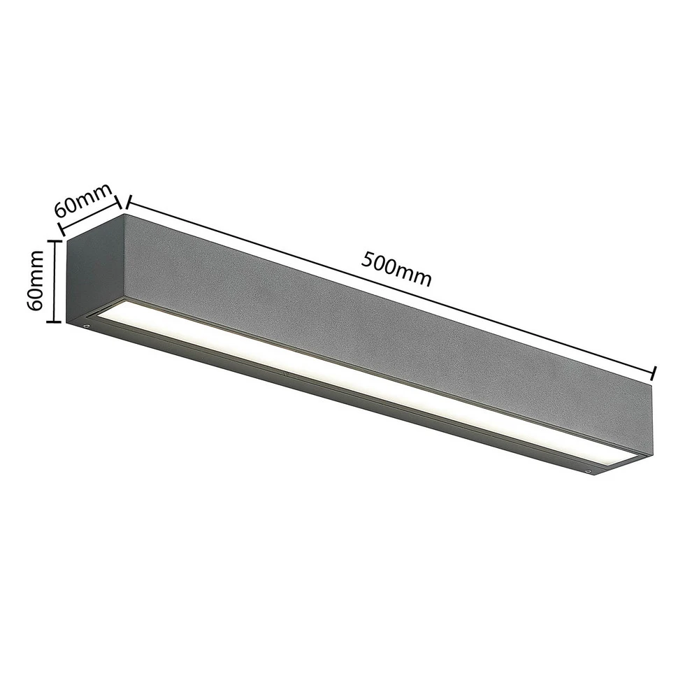 Applique d'extérieur LED Arcchio Lengo, CCT, 50 cm, à 1 lampe, graphite