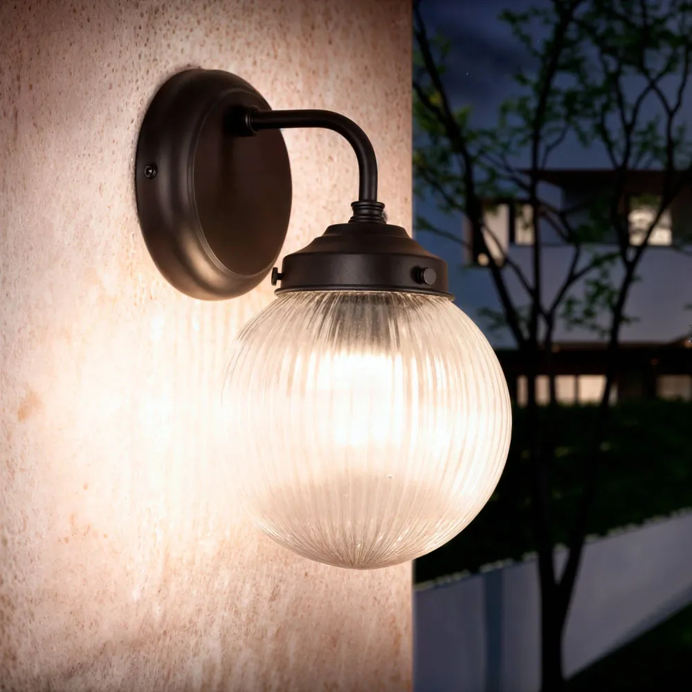 Applique d'extérieur en verre avec éclairage LED pour mur