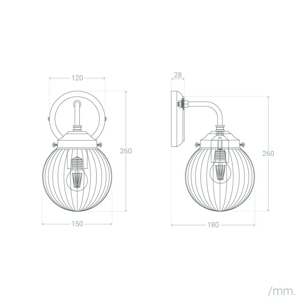 Applique d'extérieur en verre avec éclairage LED pour mur