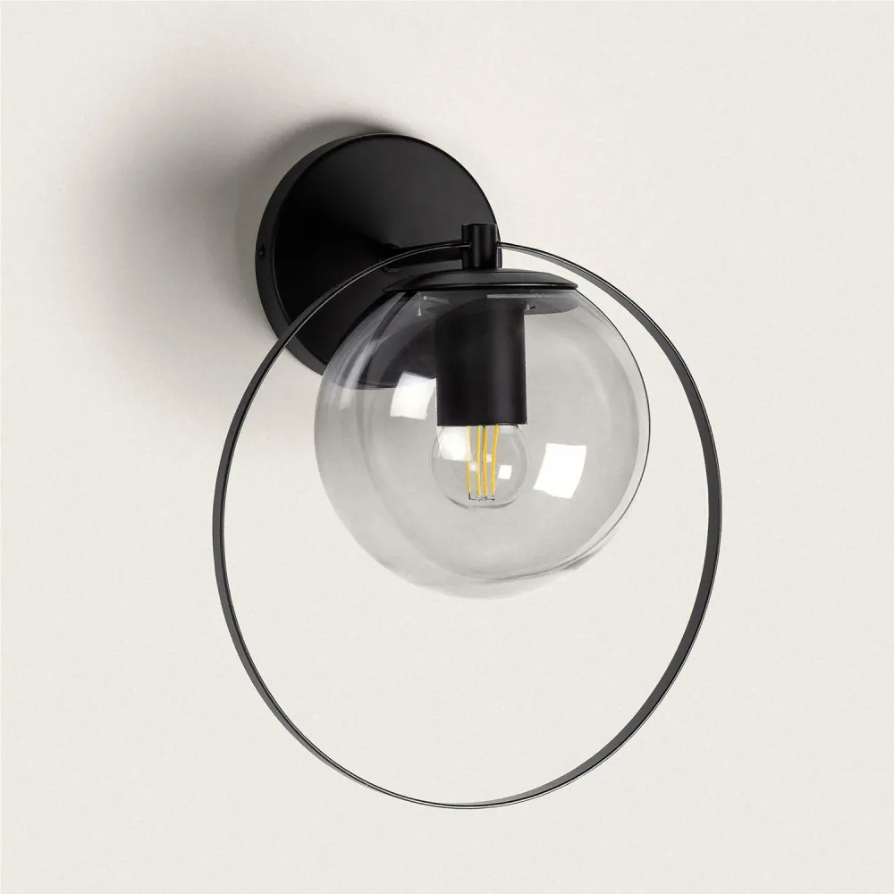 Applique murale extérieure en métal et verre avec éclairage LED