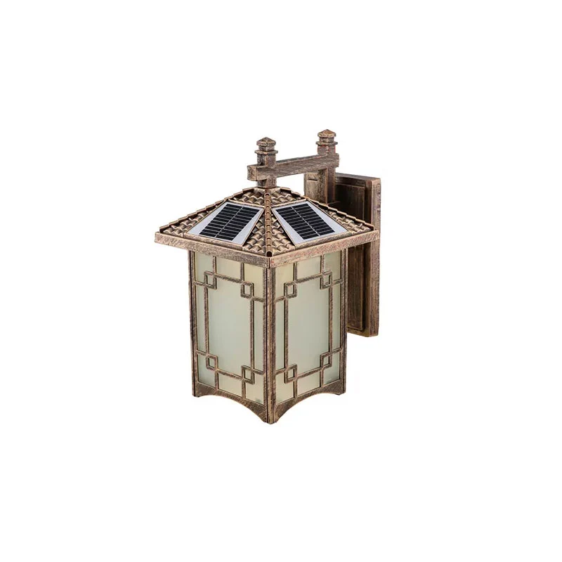 Applique murale LED rectangulaire rustique en verre givré, luminaire solaire pour cour