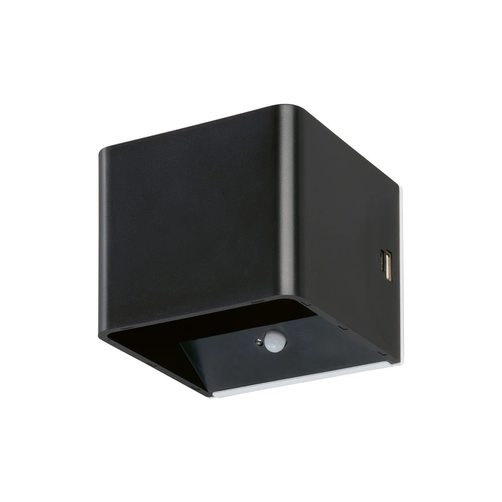 Applique murale LED sur batterie Magnetics, noir, USB, détecteur de