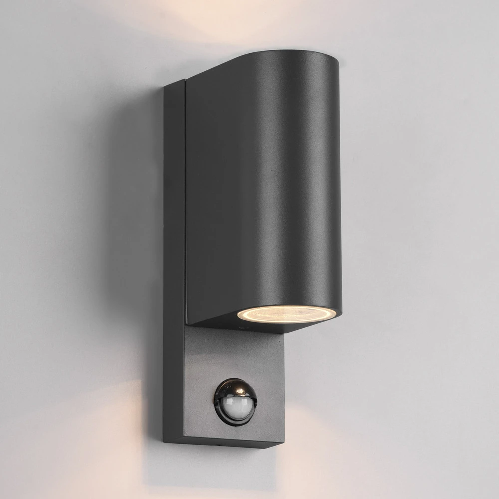 Applique Roya 2 lampes capteur ronde anthracite