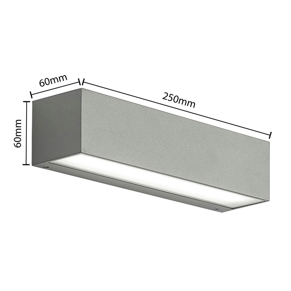 Arcchio applique d'extérieur LED Lengo, CCT, 25 cm, à 2 lampes, gris