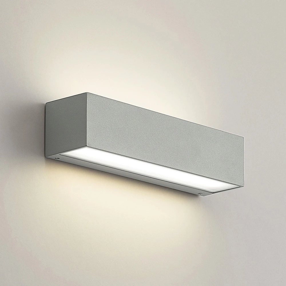 Arcchio applique d'extérieur LED Lengo, CCT, 25 cm, à 2 lampes, gris