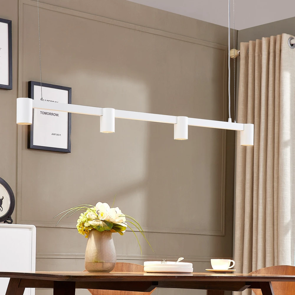 Arcchio Suspension Brinja, blanc, 120 cm de prolongé, 4 lampes, GU10