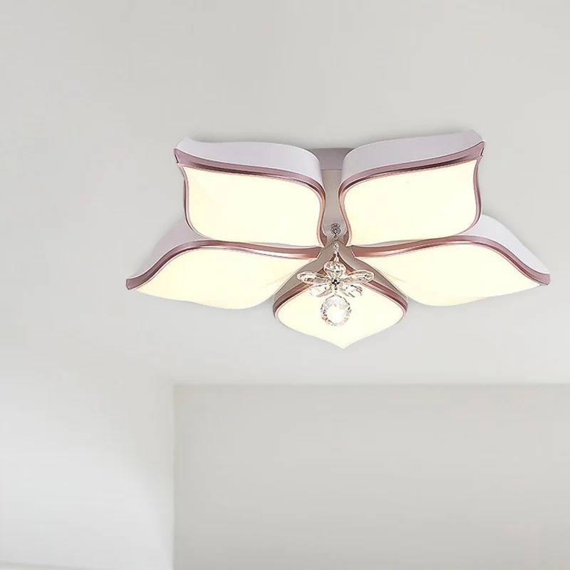 Blumen-Deckenleuchte, zeitgenössische weiße LED-Einbauleuchte aus Acryl mit Kristalltropfen warmem/3-Farben-Licht