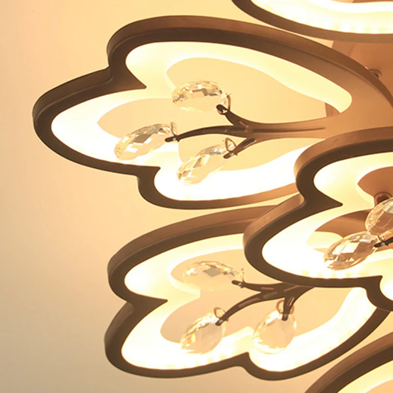 Café 12/15 lumières plafonnier style moderne acrylique floral plafonnier en chaud/blanc/3 couleurs de lumière, 37,5"/41" d...