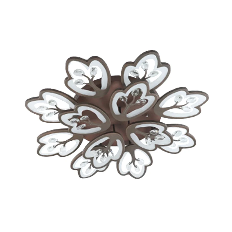 Café 12/15 lumières plafonnier style moderne acrylique floral plafonnier en chaud/blanc/3 couleurs de lumière, 37,5"/41" d...